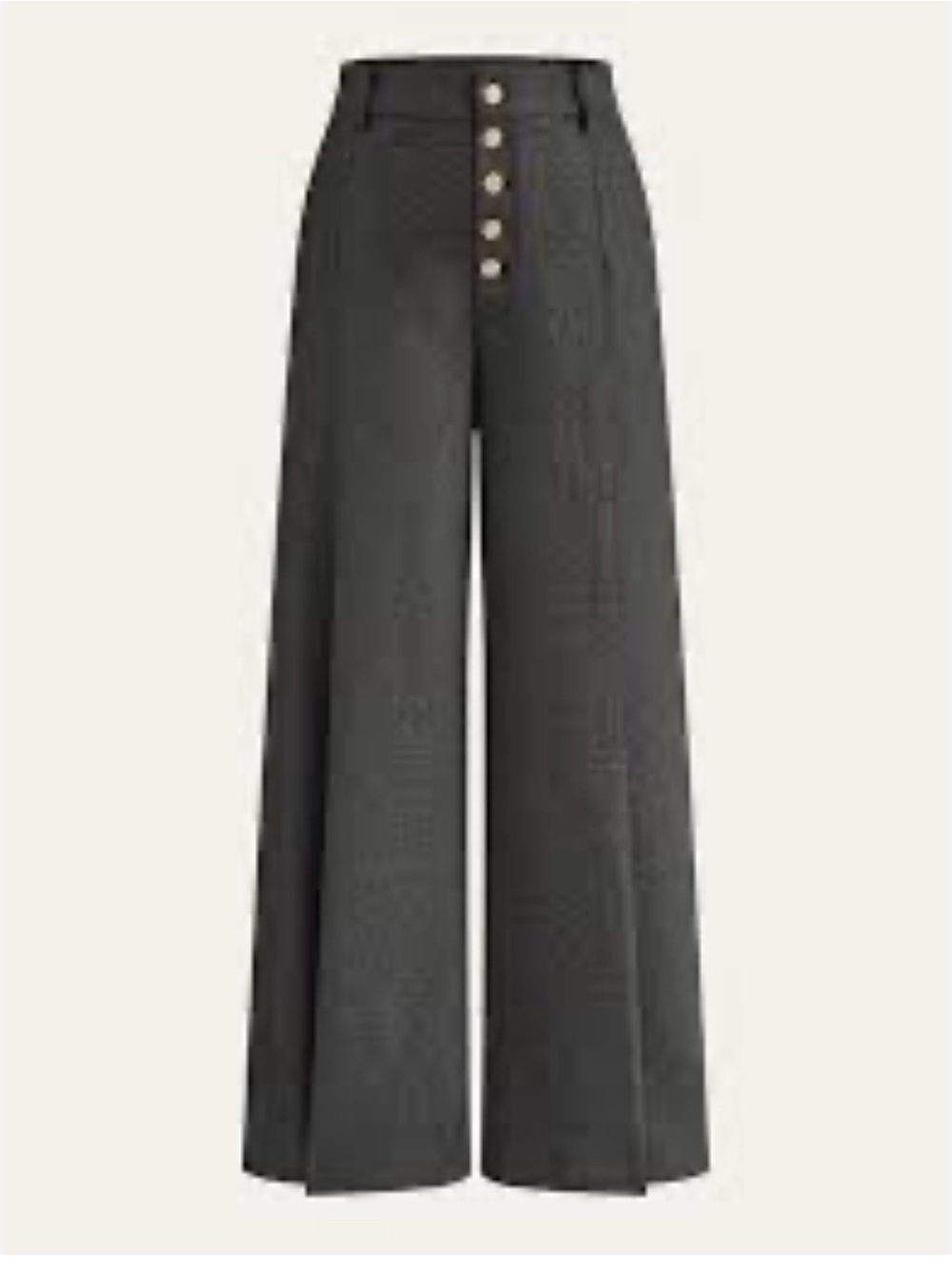 Commense High-Waist Wide-Leg Button-Front Pants - Dark Gray